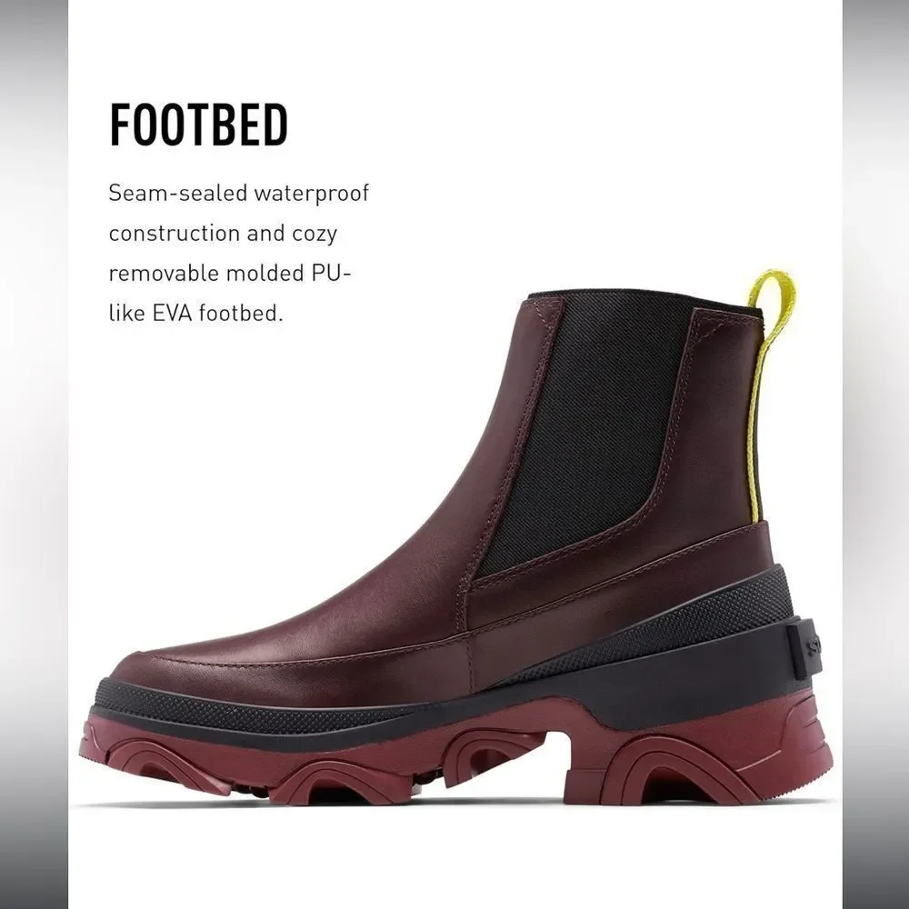 Maroon sorel waterproof brex Chelsea boot
